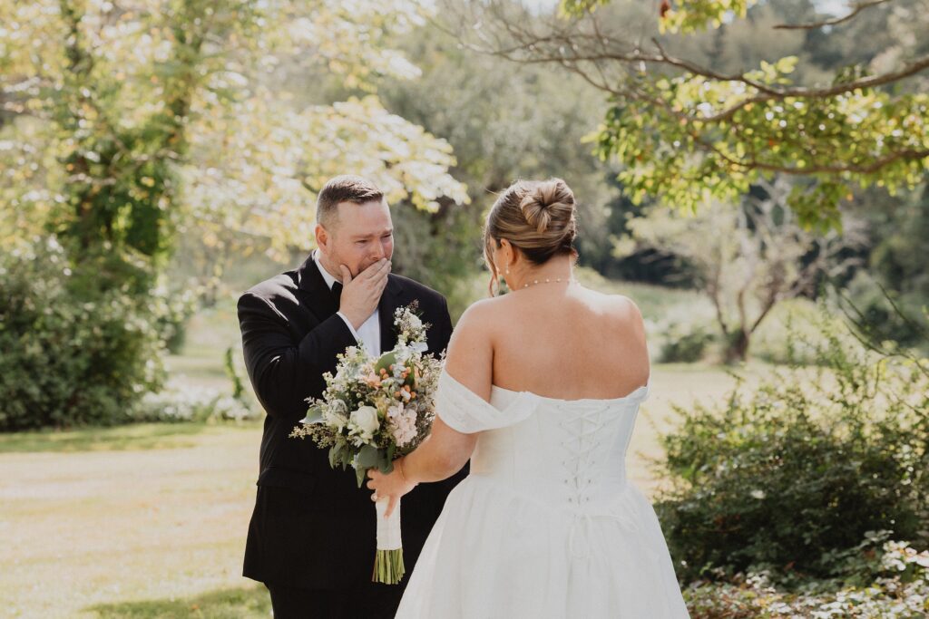 Discover Kirsten + Charlie’s romantic August wedding at Gwyn Careg Inn. Elegant details, lush florals, and timeless photography.