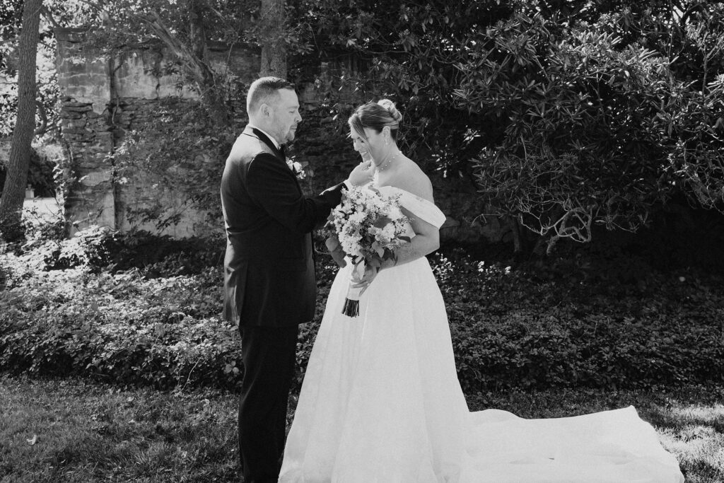 Discover Kirsten + Charlie’s romantic August wedding at Gwyn Careg Inn. Elegant details, lush florals, and timeless photography.
