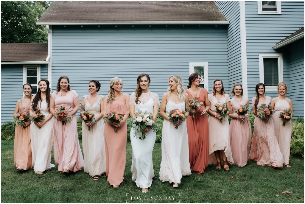 mismatched bridesmaids dresses, bhldn