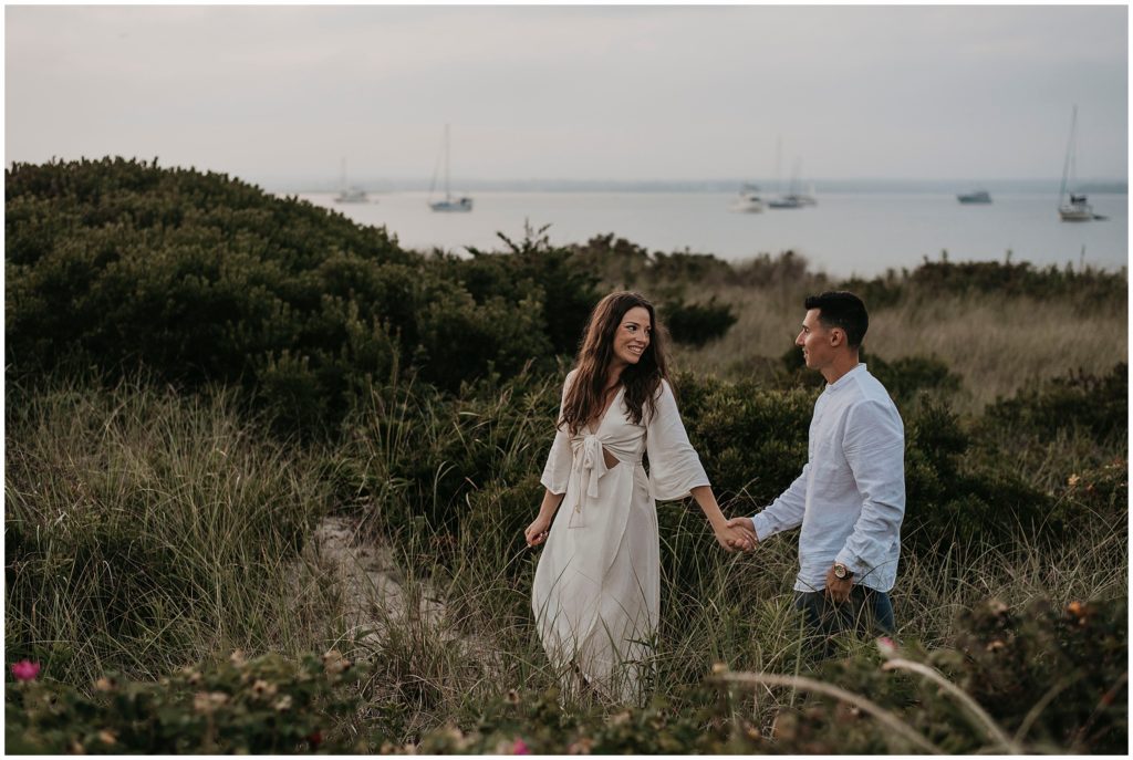 Engagement photos on the beach in Watch Hill Rhode Island by Love, Sunday Photography