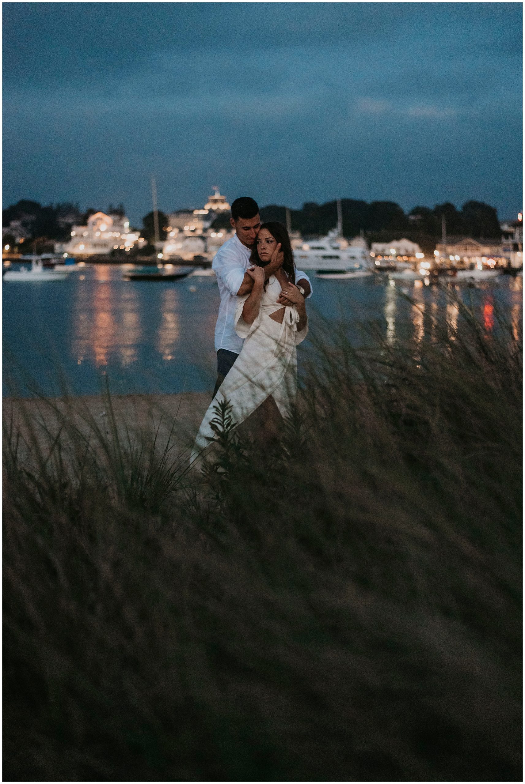 Engagement photos on the beach in Watch Hill Rhode Island by Love, Sunday Photography