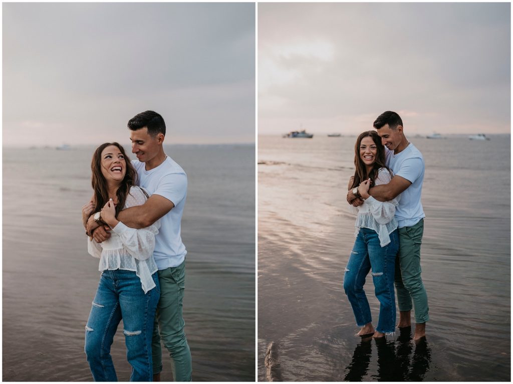 Engagement photos on the beach in Watch Hill Rhode Island by Love, Sunday Photography