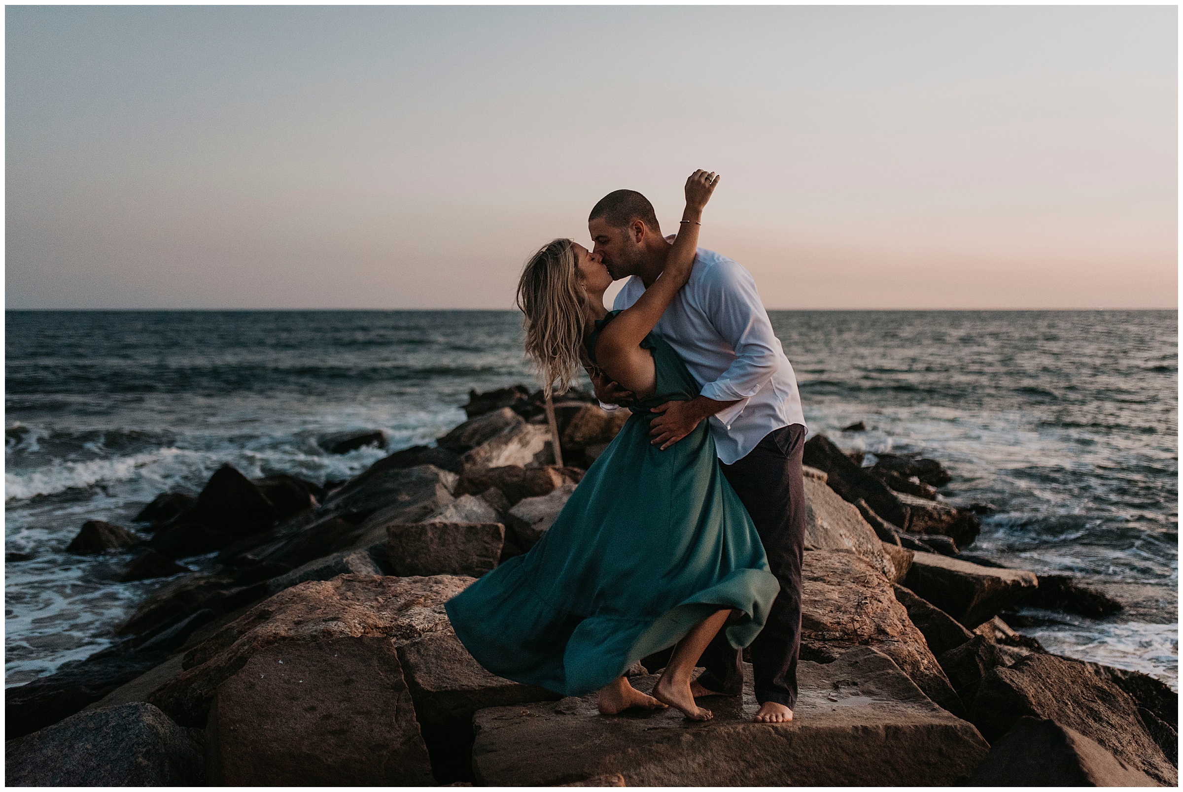 Sunset photos on the beach in Watch Hill | Napatree Point Engagement Photos | Love, Sunday Photography