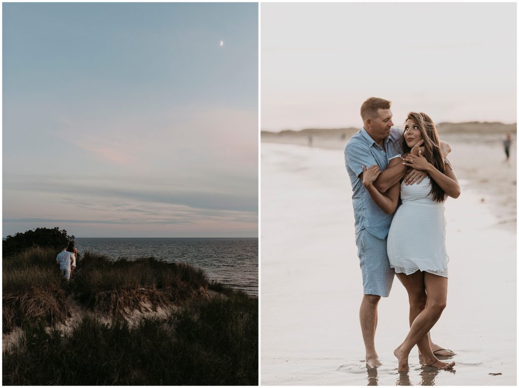 Beach engagement pictures at Napatree Point in Watch Hill, Rhode Island
