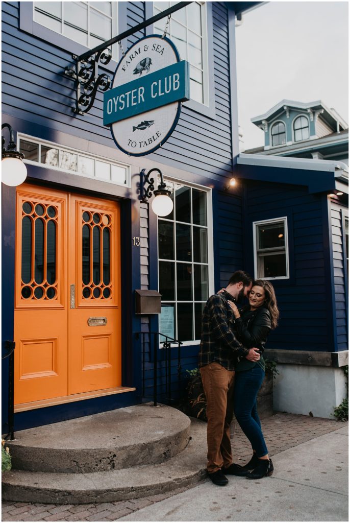 Lifestyle engagement photos in Downtown Mystic, CT with Love, Sunday Photography.