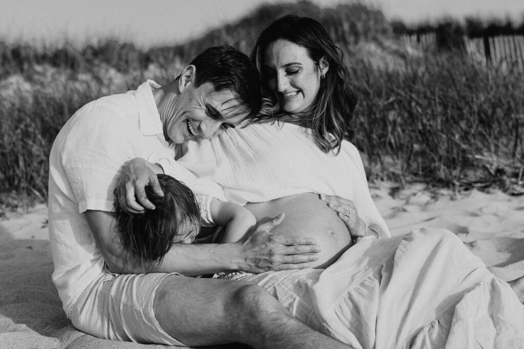 Trendy Cape Cod Maternity Photos on the Beach at Sunset