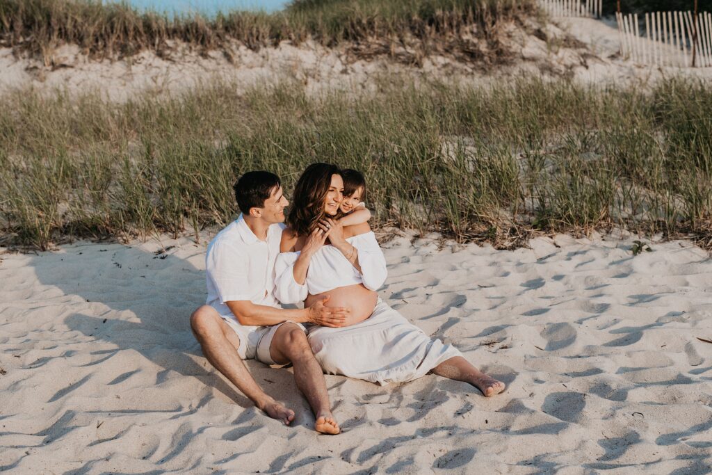 Trendy Cape Cod Maternity Photos on the Beach at Sunset