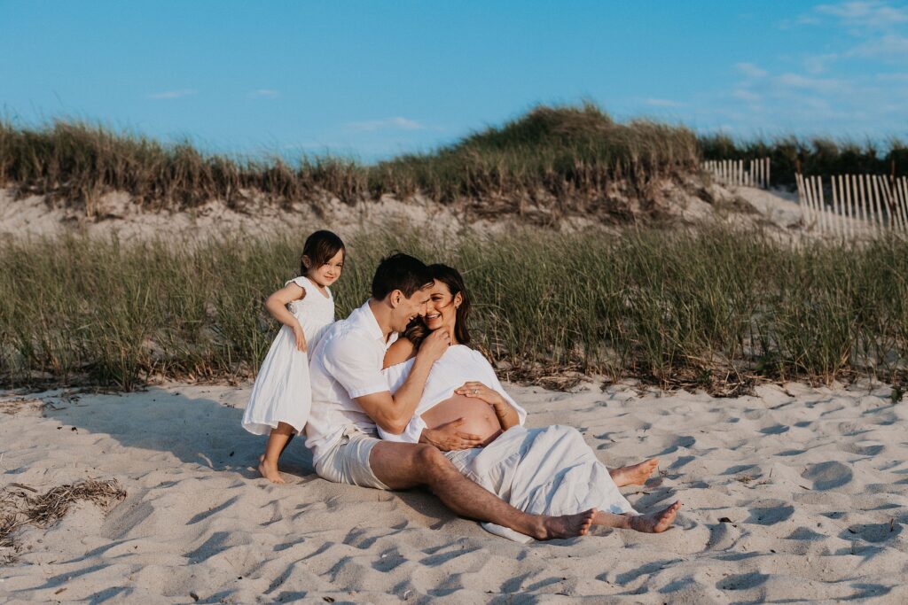 Trendy Cape Cod Maternity Photos on the Beach at Sunset