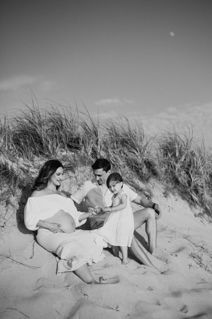 Trendy Cape Cod Maternity Photos on the Beach at Sunset