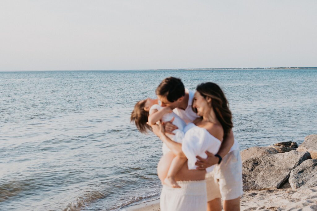 Trendy Cape Cod Maternity Photos on the Beach at Sunset