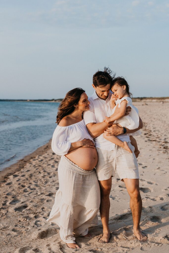 Trendy Cape Cod Maternity Photos on the Beach at Sunset