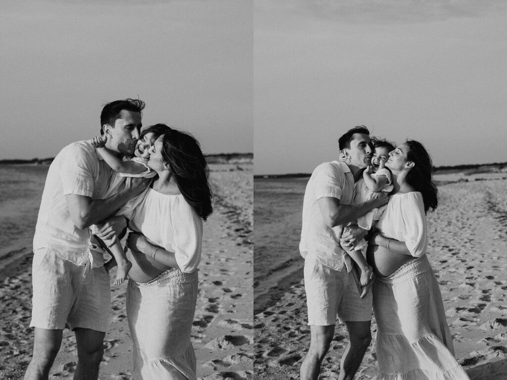 Trendy Cape Cod Maternity Photos on the Beach at Sunset