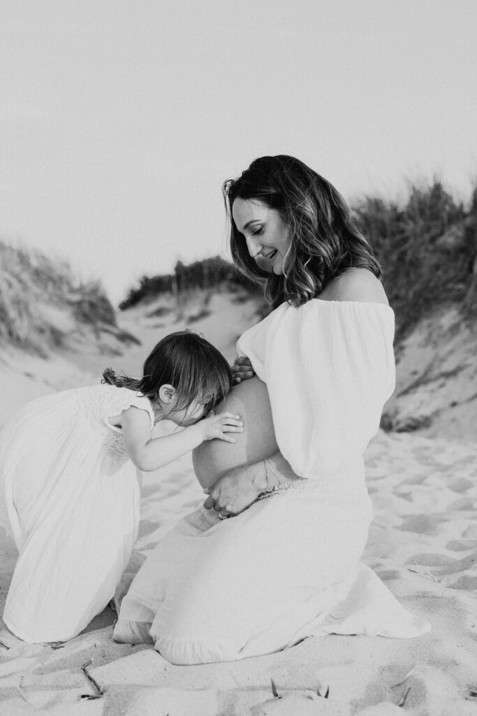 Trendy Cape Cod Maternity Photos on the Beach at Sunset