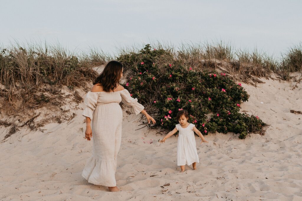 Trendy Cape Cod Maternity Photos on the Beach at Sunset