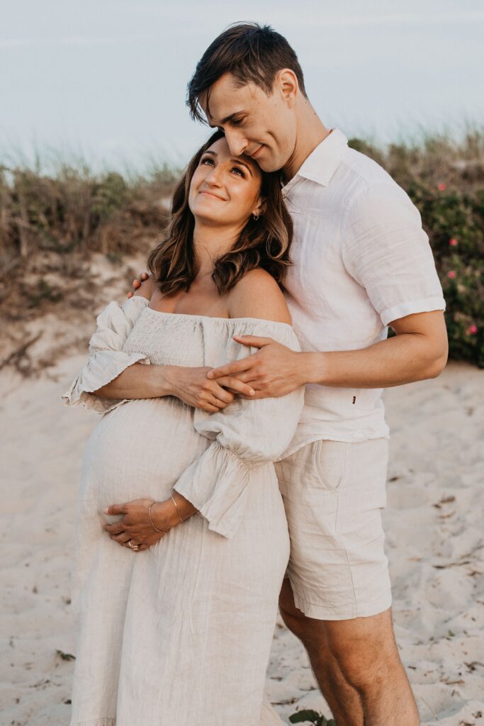 Trendy Cape Cod Maternity Photos on the Beach at Sunset