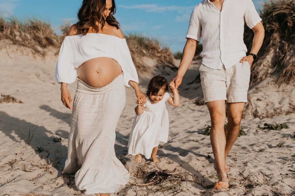 Trendy Cape Cod Maternity Photos on the Beach at Sunset