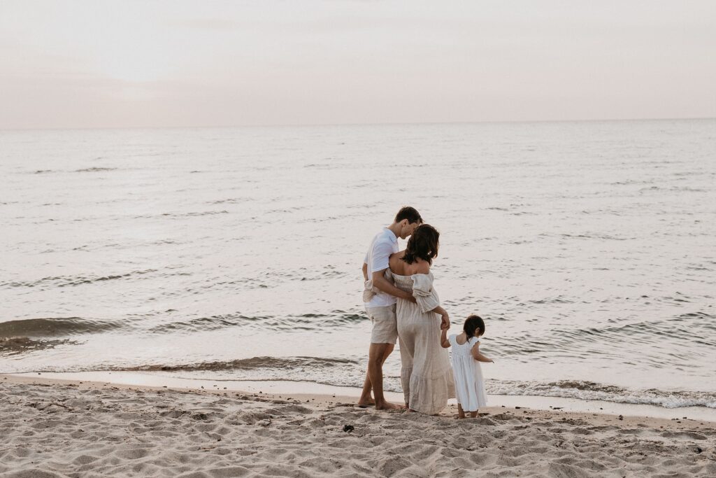 Trendy Cape Cod Maternity Photos on the Beach at Sunset