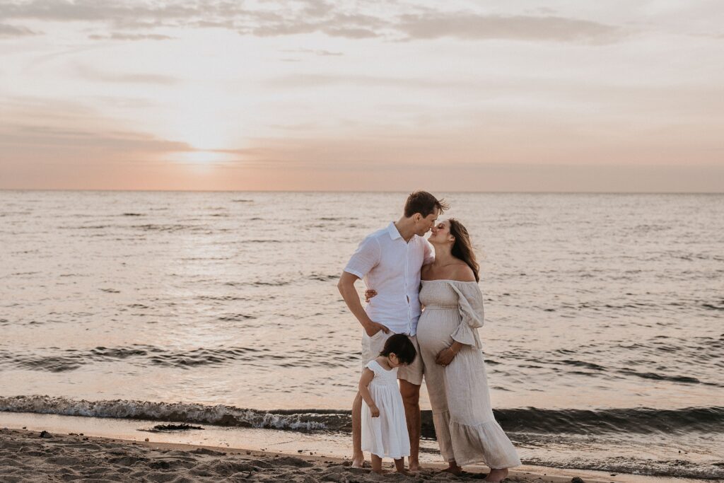 Trendy Cape Cod Maternity Photos on the Beach at Sunset