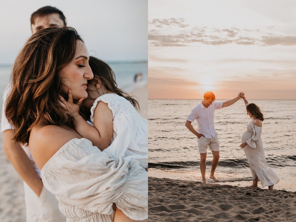 Trendy Cape Cod Maternity Photos on the Beach at Sunset