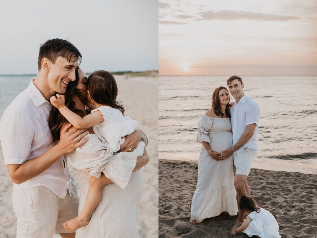 Trendy Cape Cod Maternity Photos on the Beach at Sunset