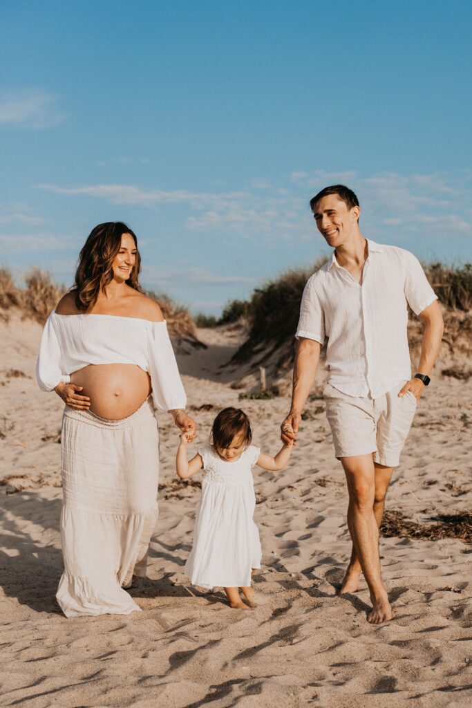 Trendy Cape Cod Maternity Photos on the Beach at Sunset