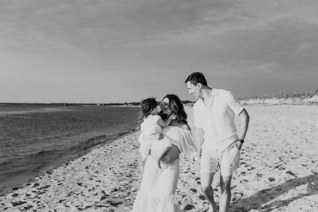 Trendy Cape Cod Maternity Photos on the Beach at Sunset