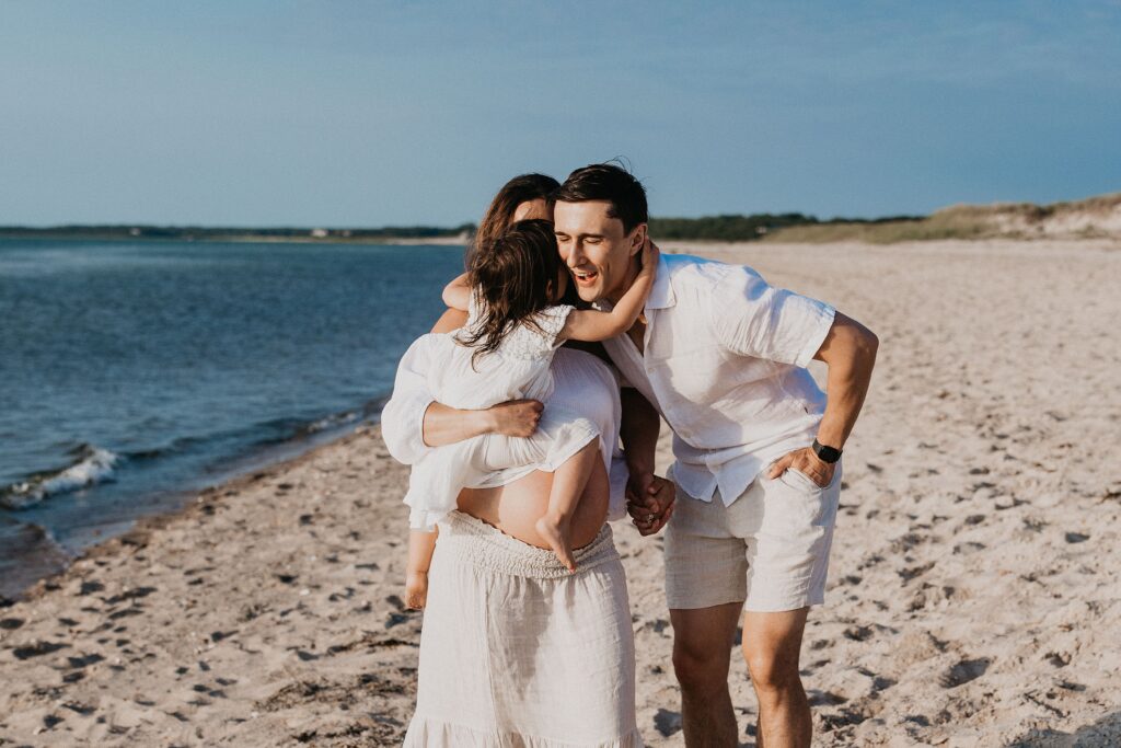 Trendy Cape Cod Maternity Photos on the Beach at Sunset