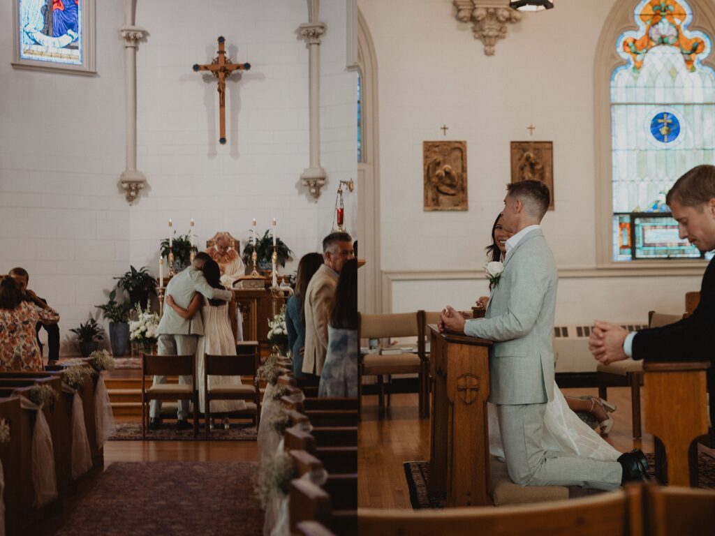 Luxury Wedding Photography Coverage by Love, Sunday of Catholic Church Ceremony and Intimate Wedding Welcome Dinner in Connecticut