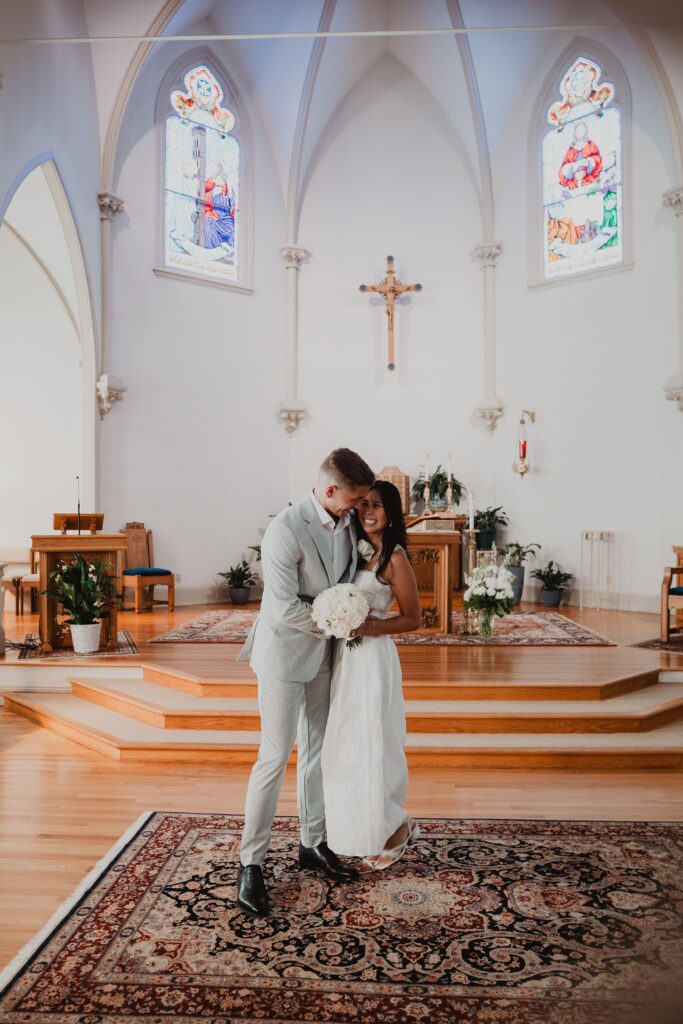 Luxury Wedding Photography Coverage by Love, Sunday of Catholic Church Ceremony and Intimate Wedding Welcome Dinner in Connecticut