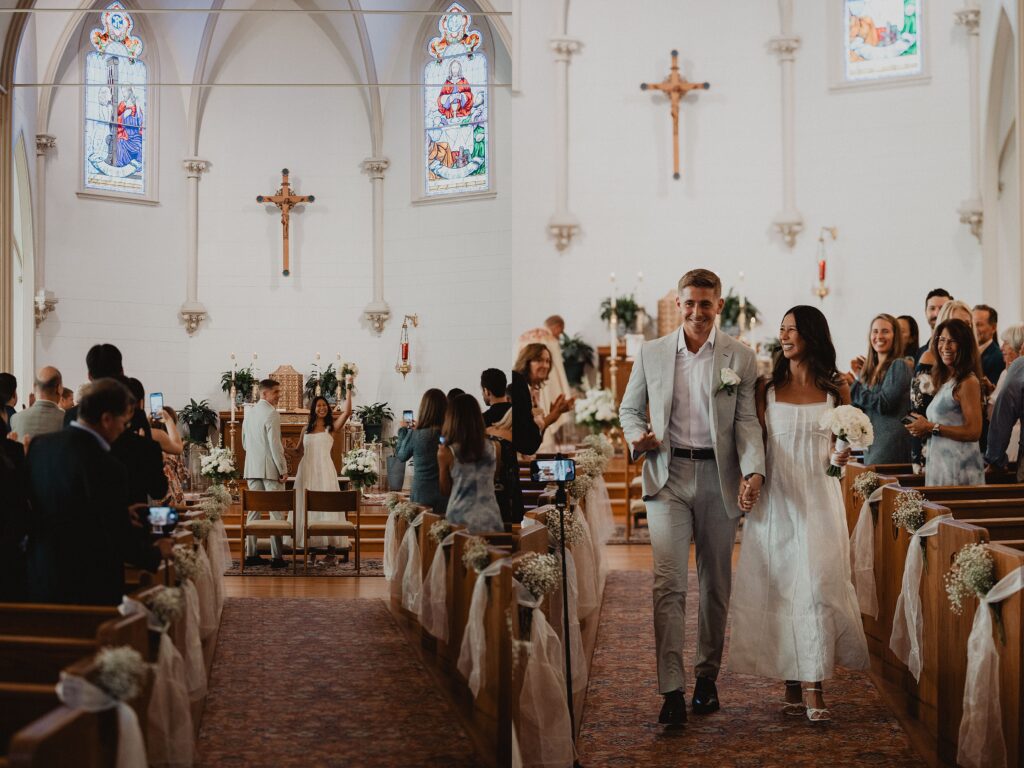 Luxury Wedding Photography Coverage by Love, Sunday of Catholic Church Ceremony and Intimate Wedding Welcome Dinner in Connecticut